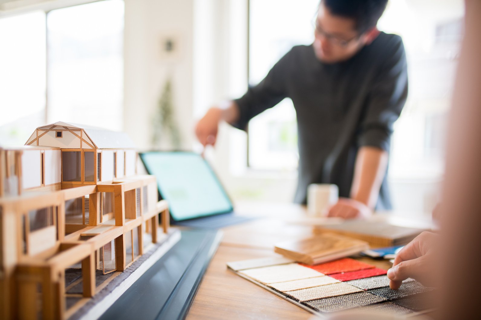 Close up of a 3D architectural model